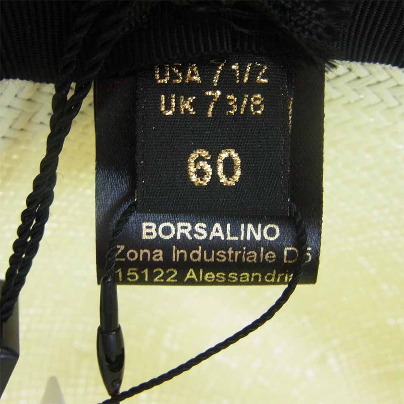 ボルサリーノ イタリア製 ペーパー ブレード ハット オフホワイト系 60【新古品】【未使用】【中古】
