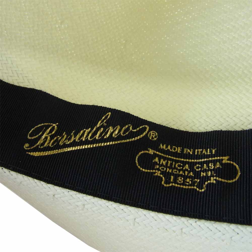 ボルサリーノ イタリア製 ペーパー ブレード ハット オフホワイト系 59【新古品】【未使用】【中古】