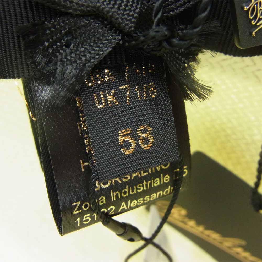 ボルサリーノ イタリア製 ペーパー ブレード ハット オフホワイト系 58【新古品】【未使用】【中古】