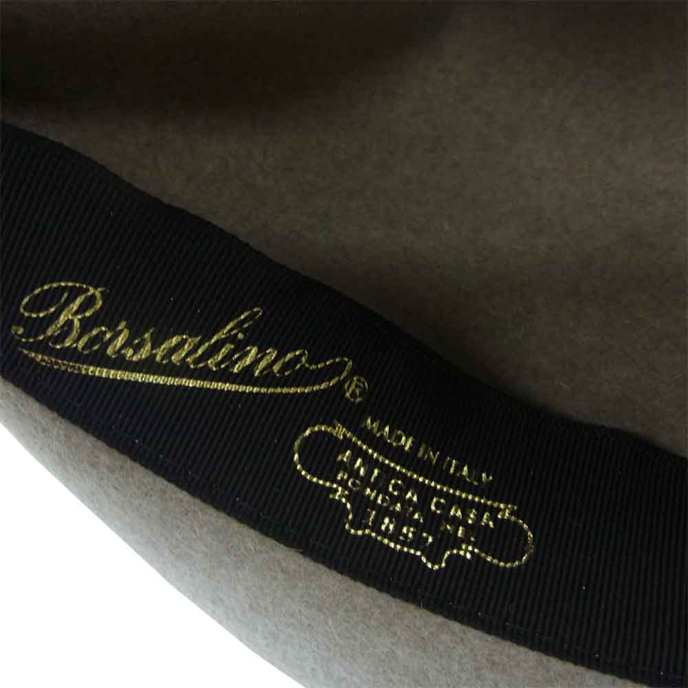 ボルサリーノ イタリア製 50g 中折れ ハット ベージュ ベージュ系 57【新古品】【未使用】【中古】
