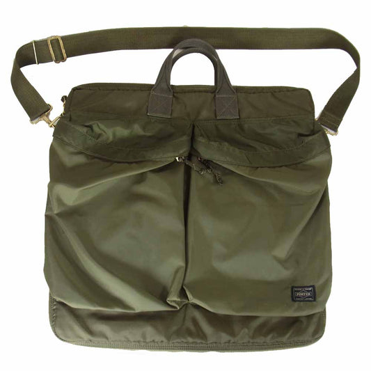 PORTER ポーター 2WAY HELMET BAG ナイロン ヘルメット バッグ カーキ系【中古】