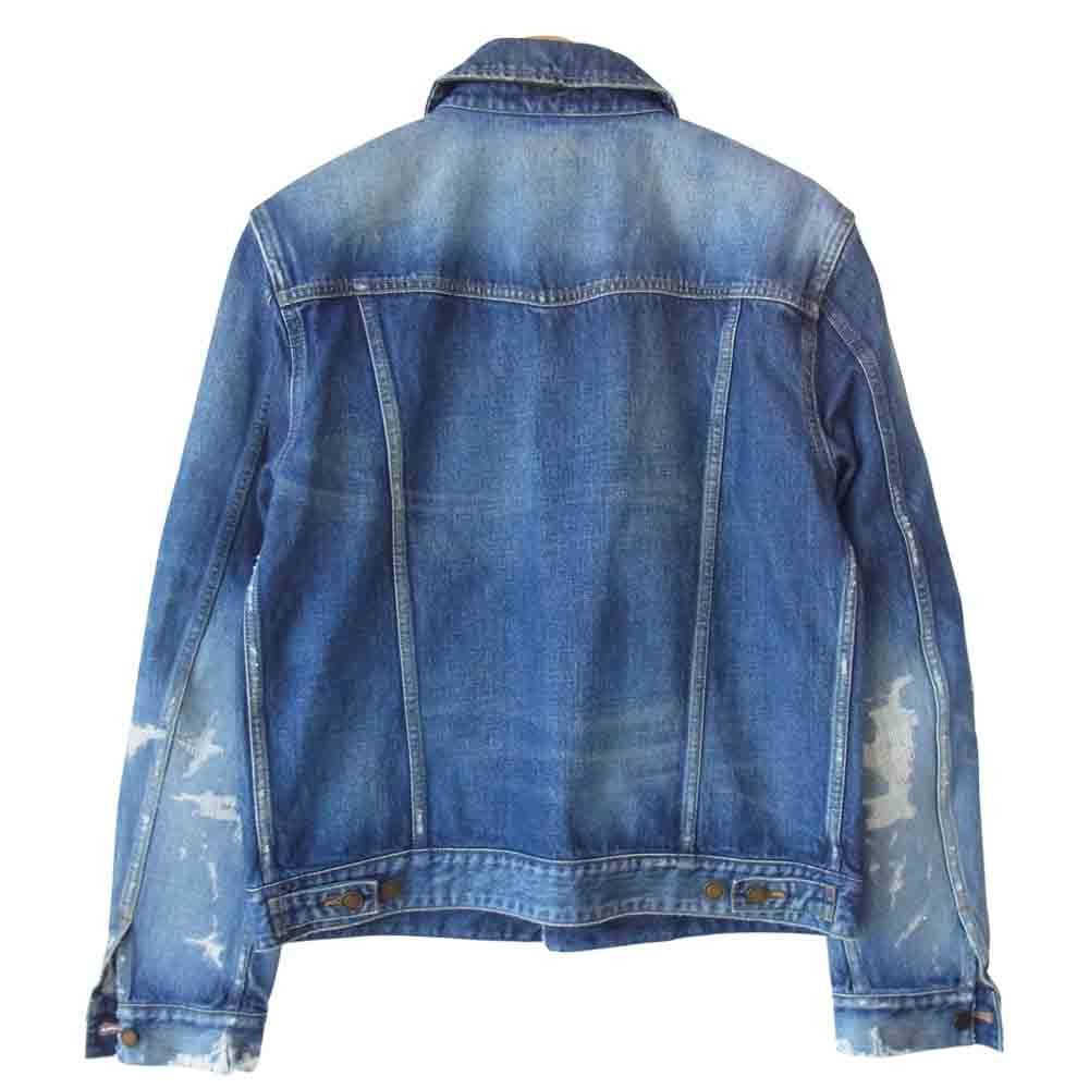 SAINT LAURENT サンローラン 602709 YG750 DESTROYED JACKET ダメージ加工 デニム ジャケット インディゴブルー系 L【美品】【中古】