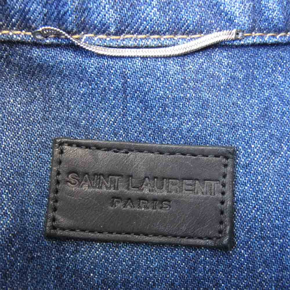 SAINT LAURENT サンローラン 602709 YG750 DESTROYED JACKET ダメージ加工 デニム ジャケット インディゴブルー系 L【美品】【中古】