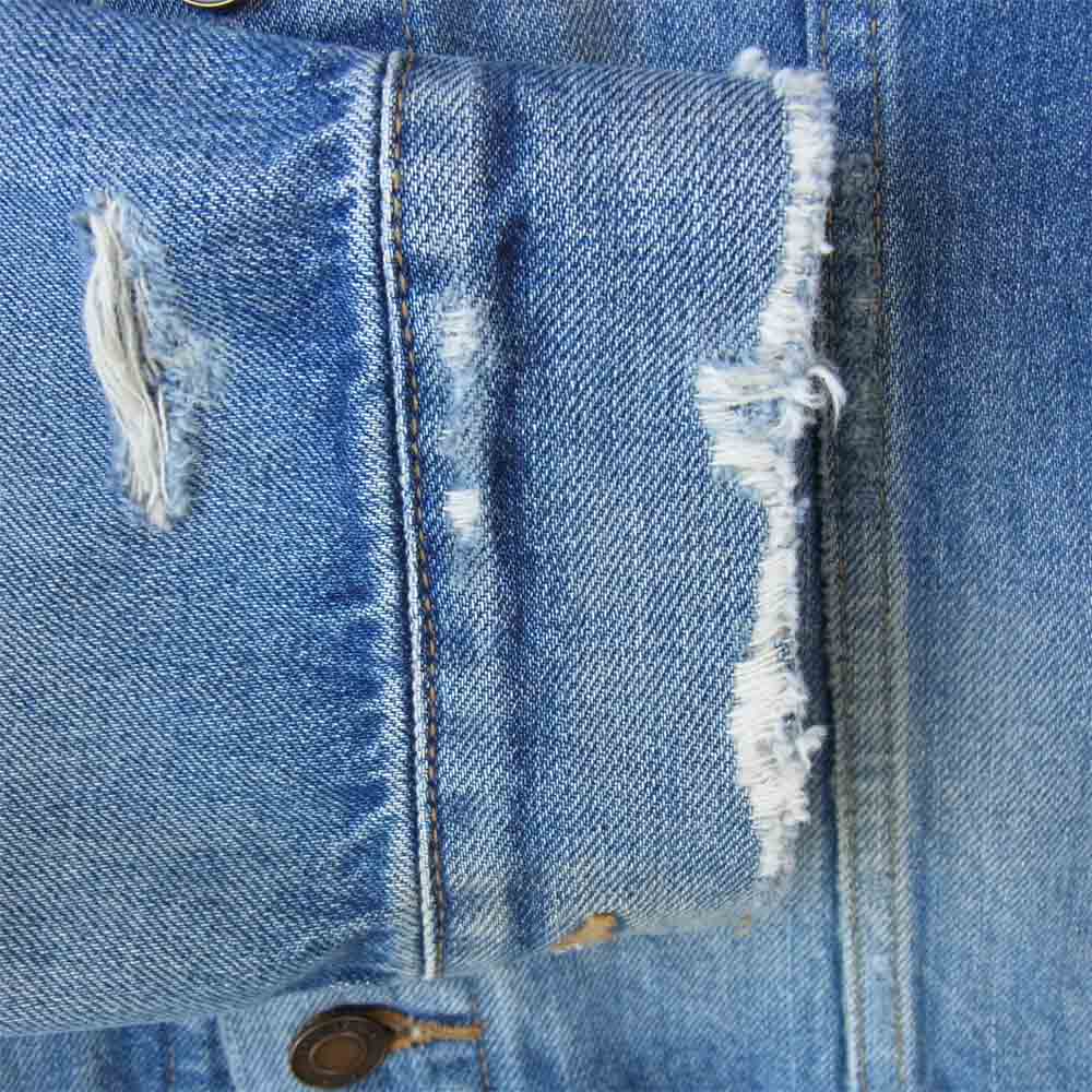 SAINT LAURENT サンローラン 602709 YG750 DESTROYED JACKET ダメージ加工 デニム ジャケット インディゴブルー系 L【美品】【中古】