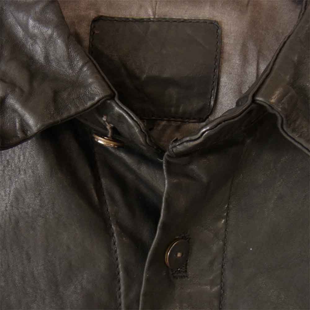 ISAMUKATAYAMA BACKLASH イサムカタヤマバックラッシュ B1872-08 イタリアンショルダー 0.6mm 製品染め レザー オーバーシャツ ブラック系 L【美品】【中古】