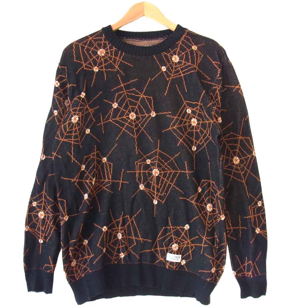 WACKO MARIA ワコマリア 17SS 17FW-WMK-KN14 ATOMIC SPIDER JACQUARD アトミック スパイダー ジャガード ニット ブラック系 L【中古】