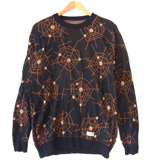 WACKO MARIA ワコマリア 17SS 17FW-WMK-KN14 ATOMIC SPIDER JACQUARD アトミック スパイダー ジャガード ニット ブラック系 L【中古】