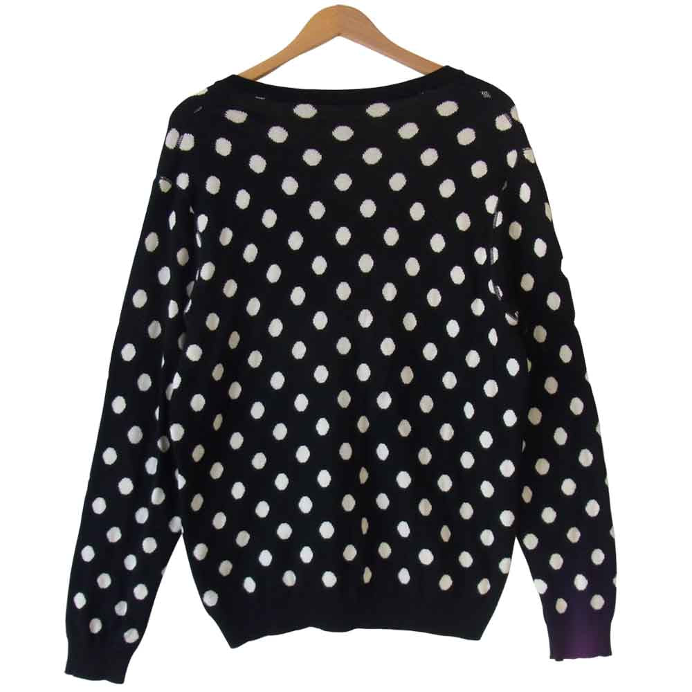 WACKO MARIA ワコマリア 13SS 13SS-KNT-04 水玉 ポルカドット カーディガン 白×黒 L【美品】【中古】