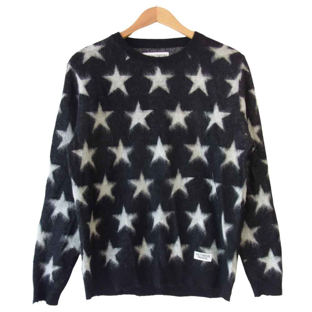 WACKO MARIA ワコマリア WMK-JQ02 STAR MOHAIR スター モヘア ニット ブラック系 L【美品】【中古】