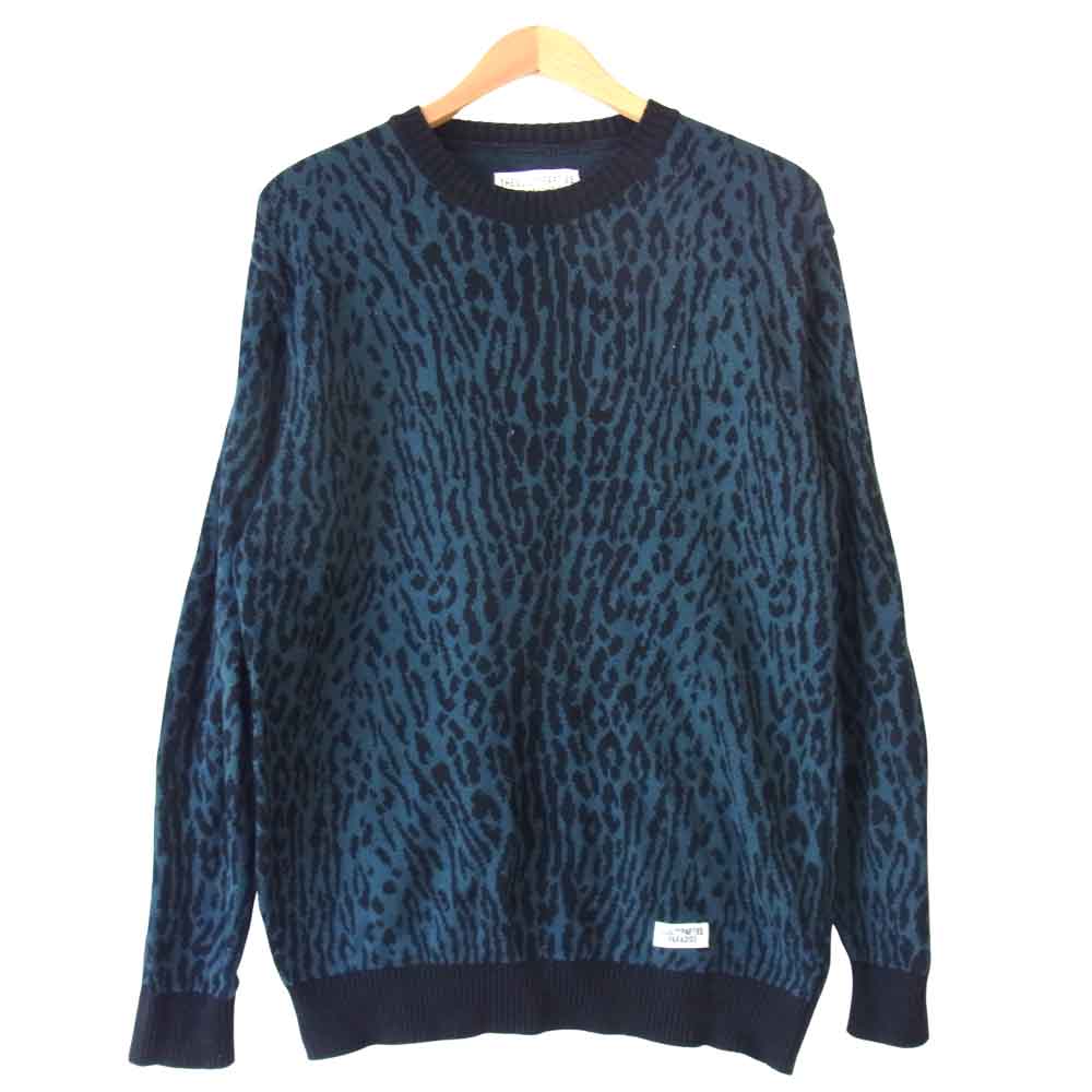 WACKO MARIA ワコマリア 18SS 18SS-WMK-KN08 LEOPARD レオパード コットン ニット 黒×緑 L【中古】