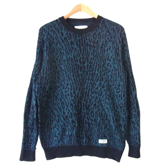WACKO MARIA ワコマリア 18SS 18SS-WMK-KN08 LEOPARD レオパード コットン ニット 黒×緑 L【中古】