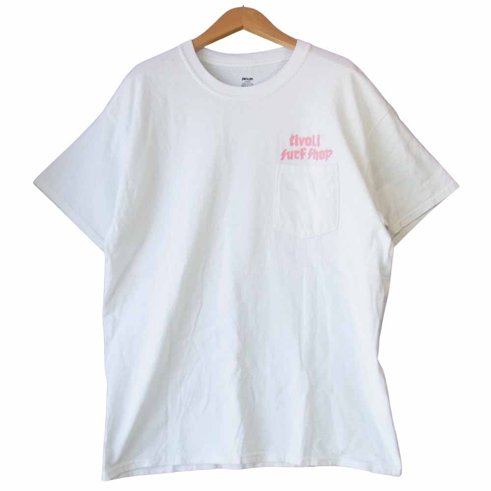 サイコム × tivoli surf shop チボリサーフショップ ロゴプリント クルーネック ポケット Tシャツ ホワイト系 L【中古】