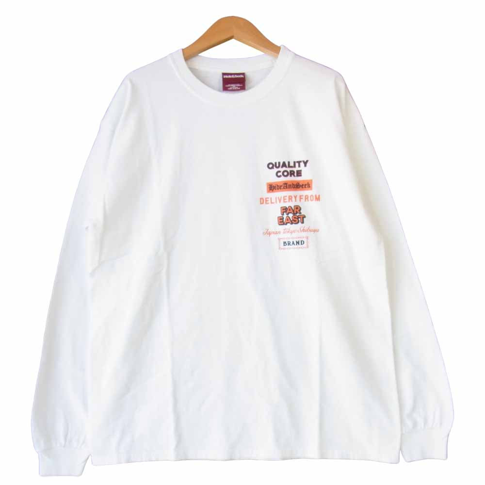 HideandSeek ハイドアンドシーク FLYER L/S TEE プリント 長袖 Tシャツ カットソー ホワイト系 L【極上美品】【中古】