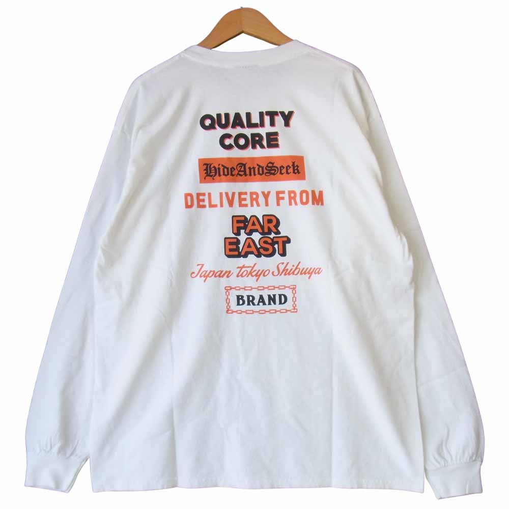 HideandSeek ハイドアンドシーク FLYER L/S TEE プリント 長袖 Tシャツ カットソー ホワイト系 L【極上美品】【中古】