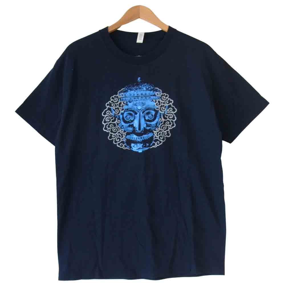TENDERLOIN テンダーロイン T-TEE F.T.S チベタン スカル プリント Tシャツ ネイビー系 L【中古】