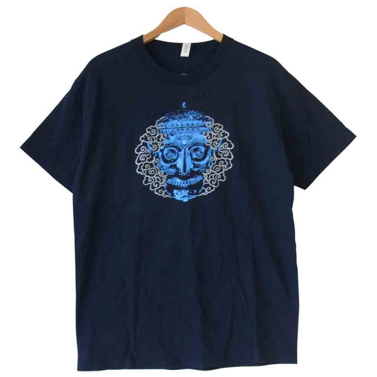 TENDERLOIN テンダーロイン T-TEE F.T.S チベタン スカル プリント Tシャツ ネイビー系 L【中古】