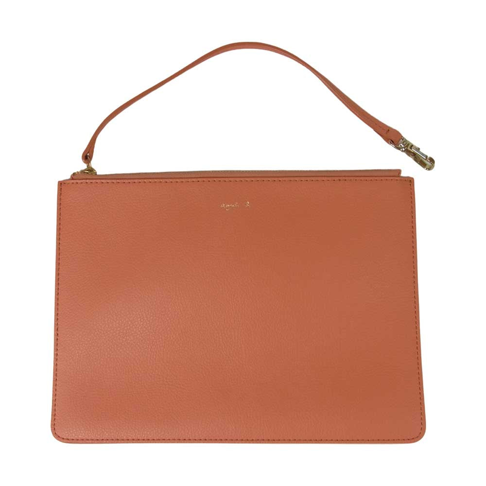 agnes b. アニエスベー VOYAGE ボヤージュ ポーチ付き トート ハンド バック 牛床革 ベトナム製 ピンク系【中古】