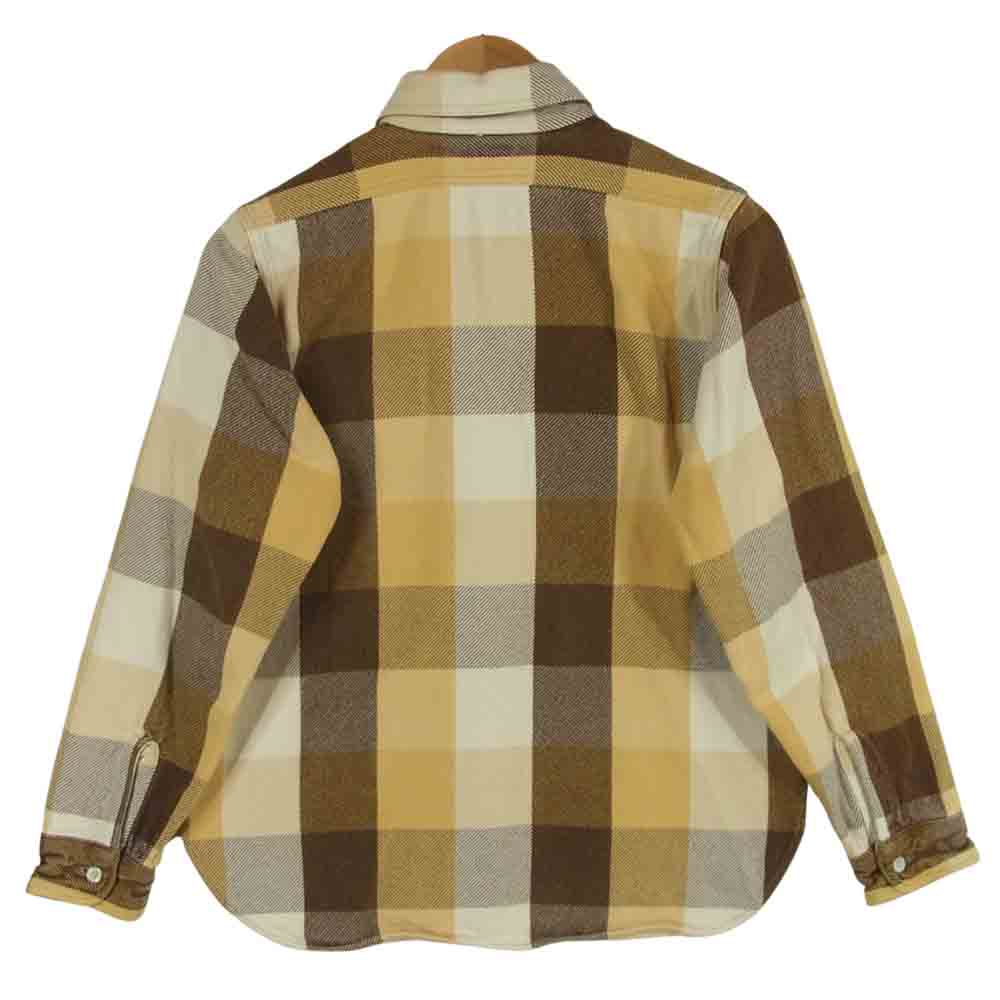 WAREHOUSE ウエアハウス ヘビー ネル チェック ワーク 長袖 シャツ コットン 日本製 イエロー系 S【中古】