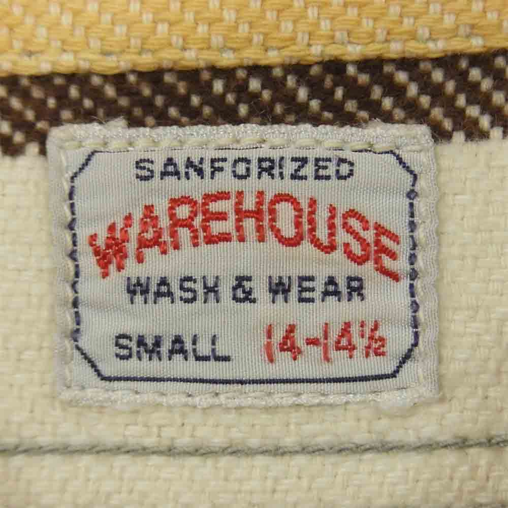 WAREHOUSE ウエアハウス ヘビー ネル チェック ワーク 長袖 シャツ コットン 日本製 イエロー系 S【中古】