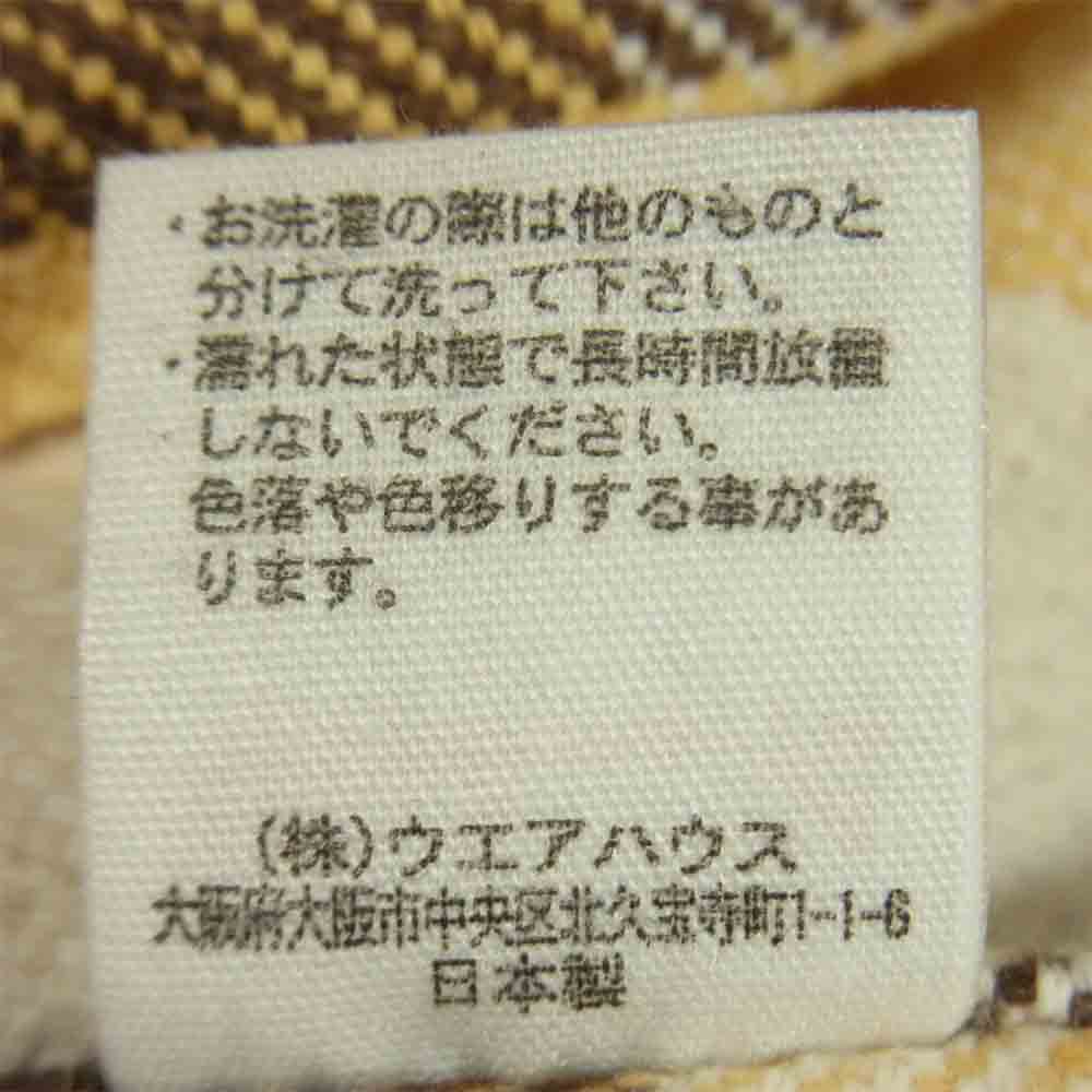 WAREHOUSE ウエアハウス ヘビー ネル チェック ワーク 長袖 シャツ コットン 日本製 イエロー系 S【中古】