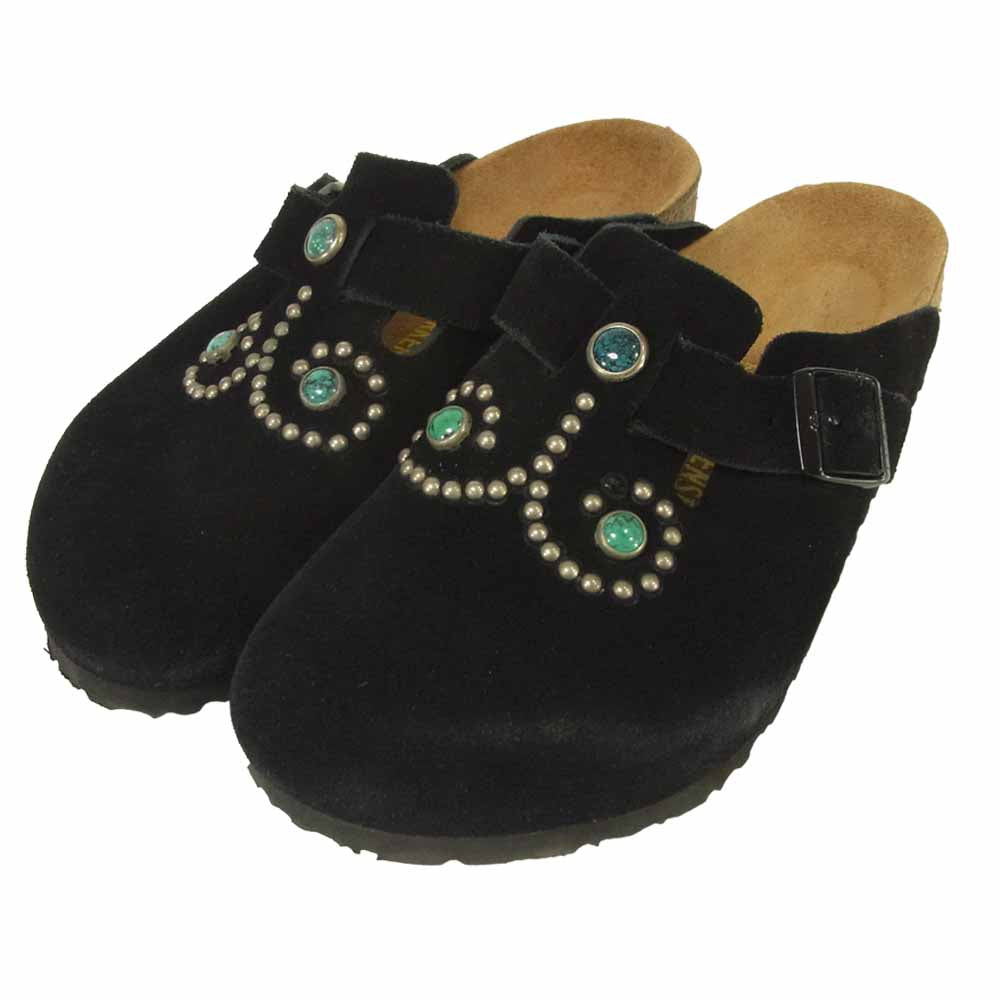 HTC エイチティーシー BIRKENSTOCK ビルケンシュトック BOSTON ボストン ターコイズ スタッズ スエード サンダル ブラック系 26.5cm【中古】