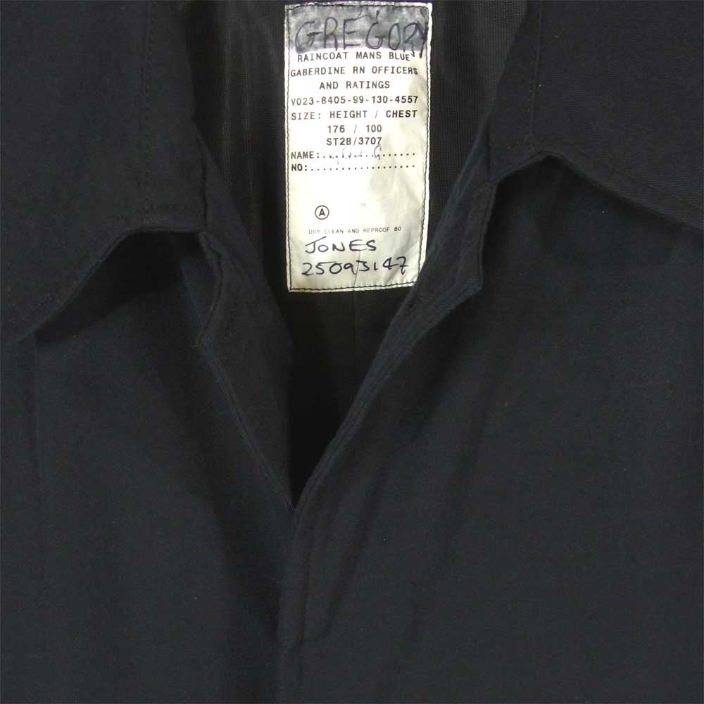 イギリス軍 レインコート Raincoat MANS BLUE GABERDINE RN OFFICERS AND RATINGS JONES 25093147 ダークネイビー系【中古】