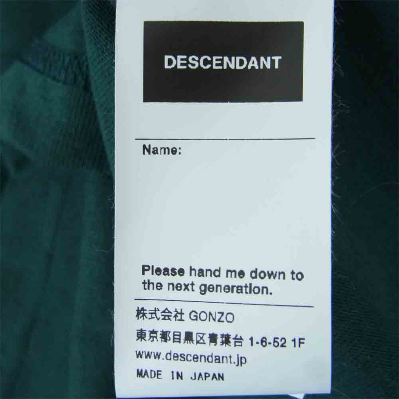 DESCENDANT ディセンダント 21SS 211ATDS-CSM19 CETUS JERSEY LS ロング スリーブ Tシャツ グリーン系 2【極上美品】【中古】