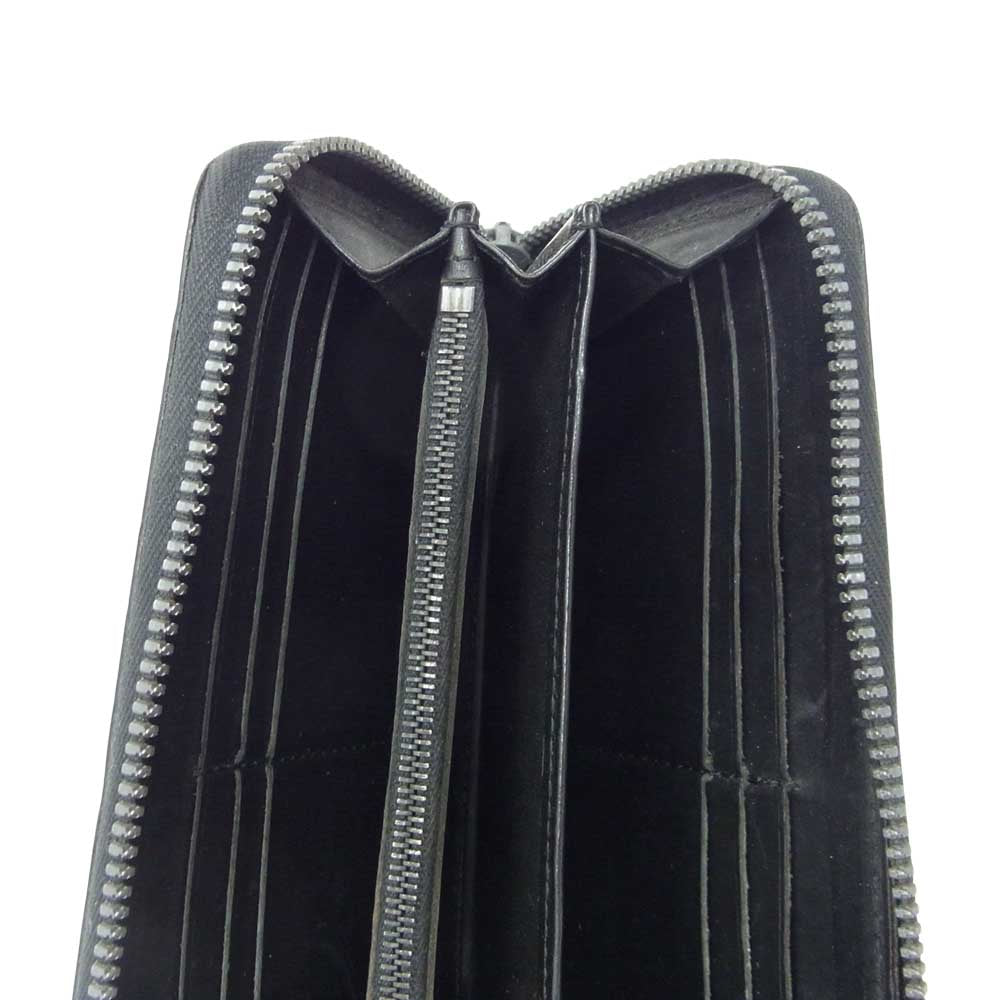 イサムカタヤマ バックラッシュ クロコ ラウンド ファスナー 長財布 ブラック系【中古】
