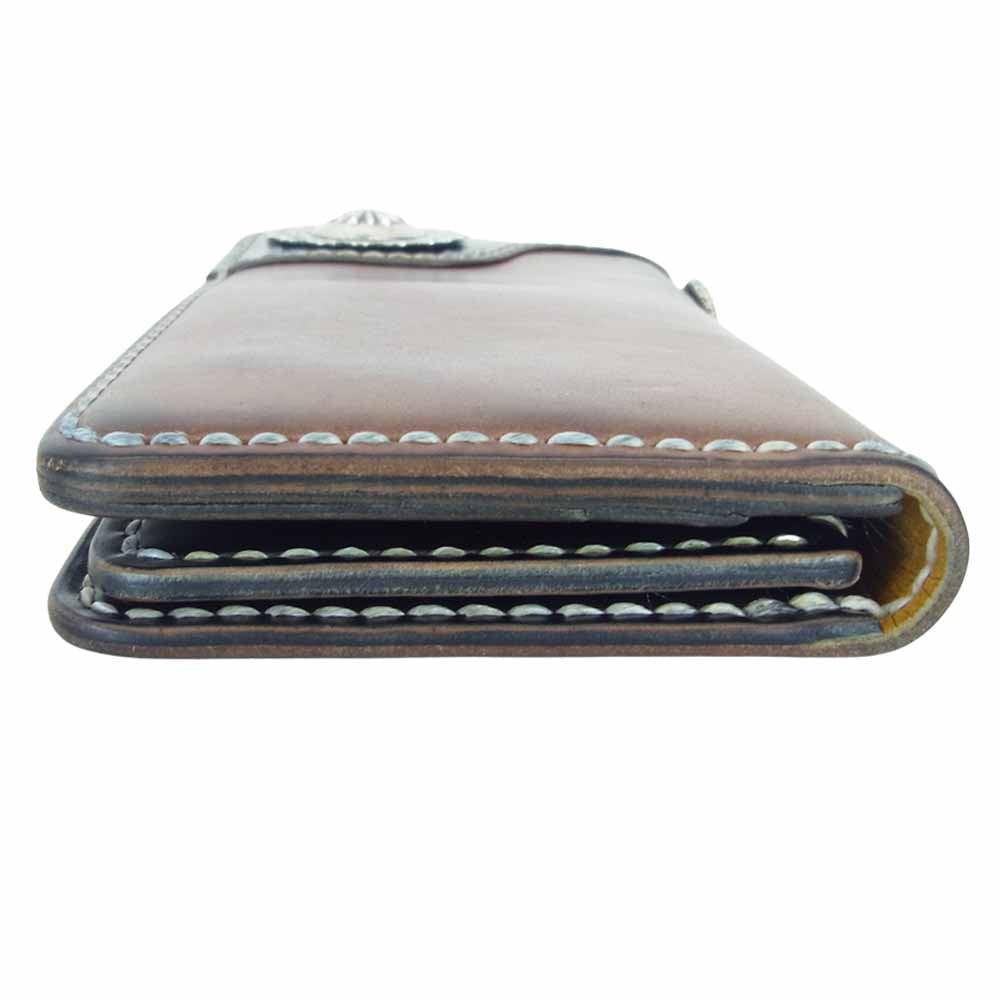 THE FLAT HEAD ザフラットヘッド コンチョ コードバン レザー ロング ウォレット ブラウン系【中古】