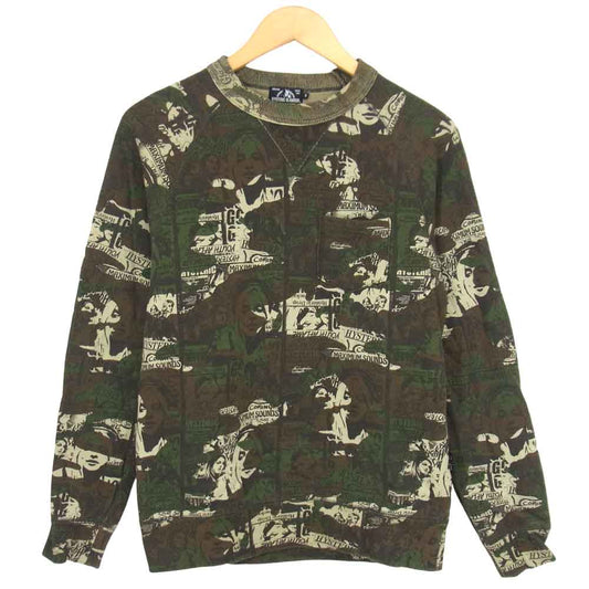 HYSTERIC GLAMOUR ヒステリックグラマー 02171CS07 ROCK IN THE WOODLAND 総柄 SW ロック イン ウッドランド スウェット カーキ系 S【中古】