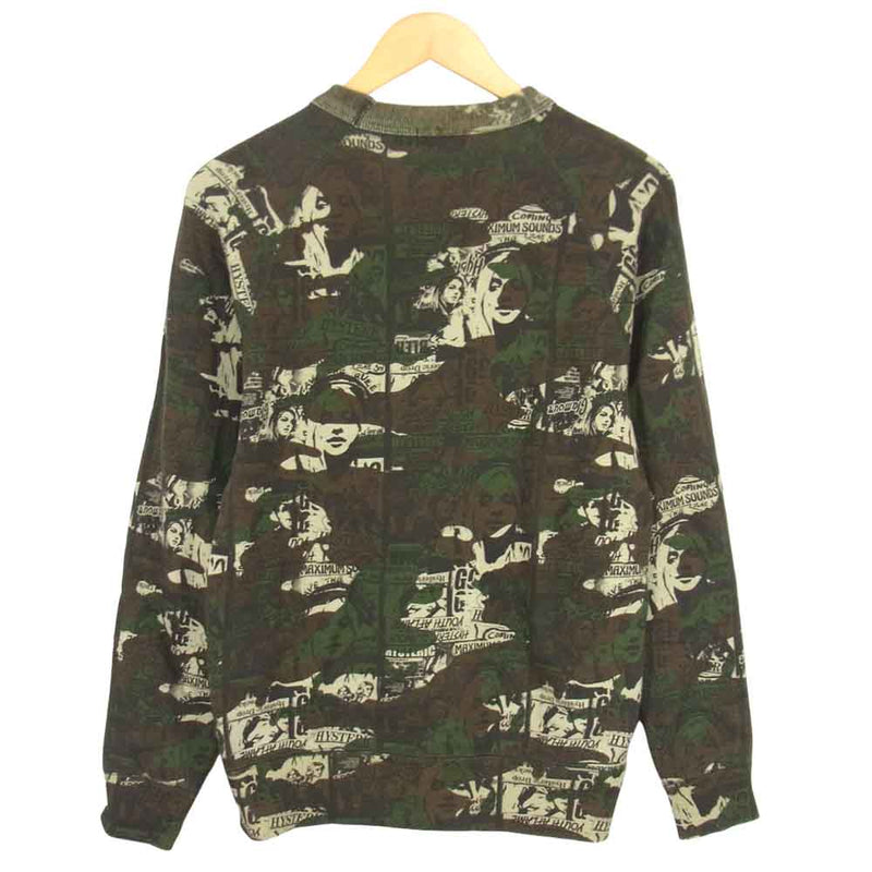 HYSTERIC GLAMOUR ヒステリックグラマー 02171CS07 ROCK IN THE WOODLAND 総柄 SW ロック イン ウッドランド スウェット カーキ系 S【中古】