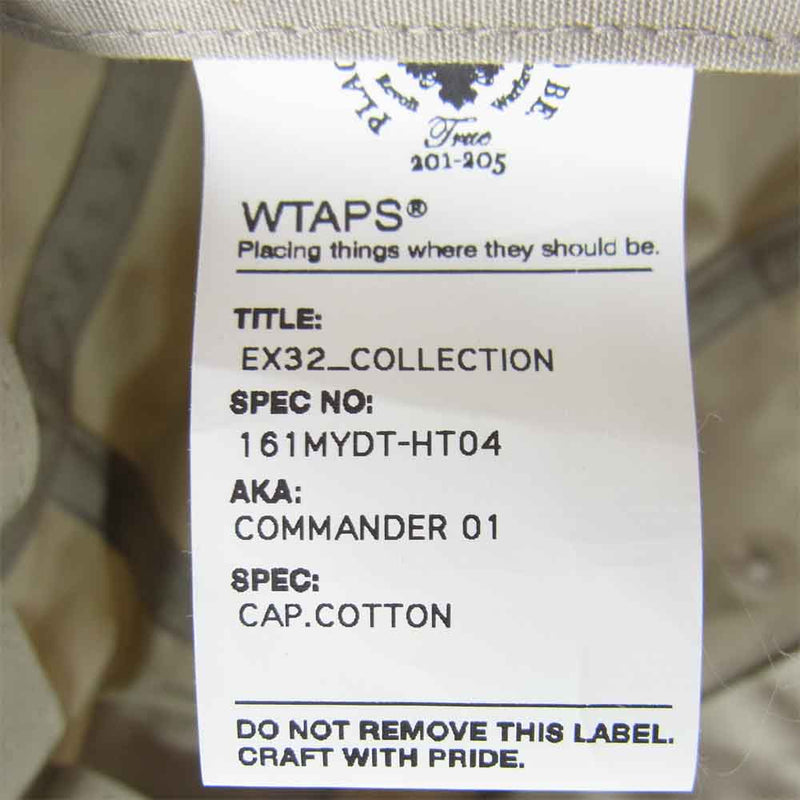 WTAPS ダブルタップス 16SS 161MYDT-HT04 COMMANDER 01 CAP コマンダー キャップ ベージュ系 F【美品】【中古】