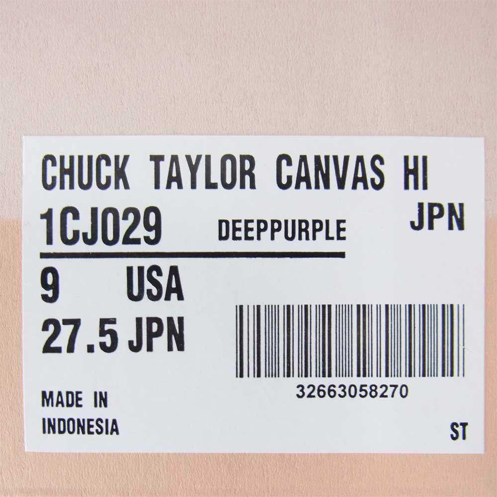 CONVERSE コンバース 1CJ029 Addict アディクト CHUCK TAYLOR CANVAS HI チャックテイラー キャンバスハイ スニーカー パープル系 27.5cm【中古】