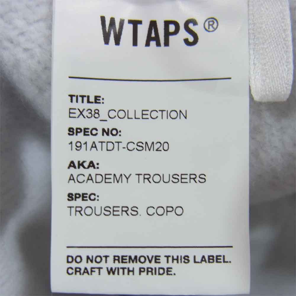 WTAPS ダブルタップス 19SS 191ATDT-CSM20 ACADEMY TROUSERS COPO アカデミー スウェット パンツ グレー系 01【美品】【中古】