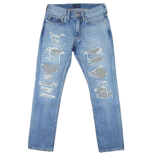 DESCENDANT ディセンダント クラッシュ リペア加工 デニム パンツ インディゴブルー系 1【中古】