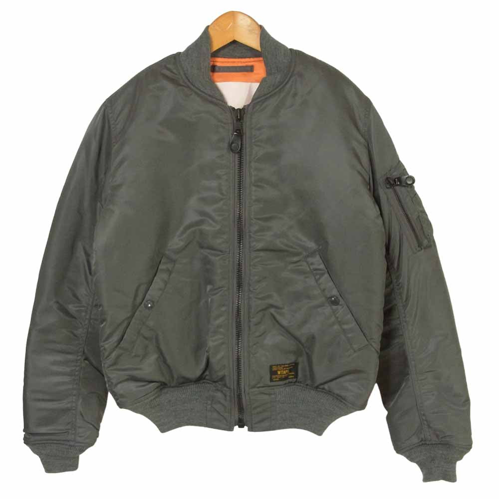 WTAPS ダブルタップス 16AW 162GWDT-JKM04 MA-1 JACKET NYLON TWILL バックパッチ ナイロン フライト ジャケット グレー系 S【美品】【中古】