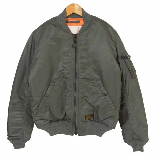 WTAPS ダブルタップス 16AW 162GWDT-JKM04 MA-1 JACKET NYLON TWILL バックパッチ ナイロン フライト ジャケット グレー系 S【美品】【中古】
