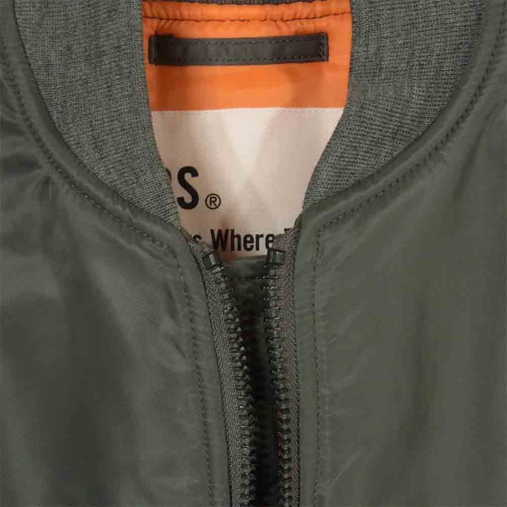 WTAPS ダブルタップス 16AW 162GWDT-JKM04 MA-1 JACKET NYLON TWILL バックパッチ ナイロン フライト ジャケット グレー系 S【美品】【中古】