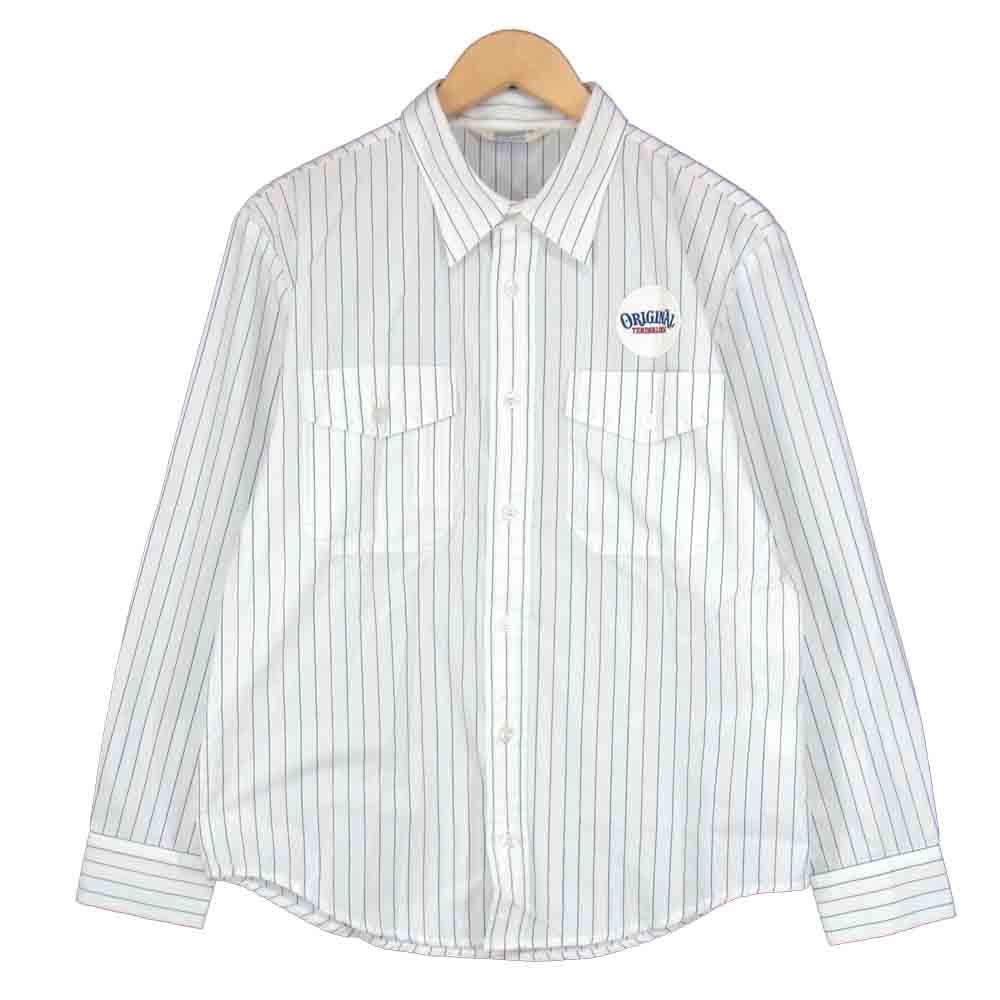 TENDERLOIN テンダーロイン T-WORK SHT ワッペン ストライプ 長袖 シャツ ホワイト系 S【中古】