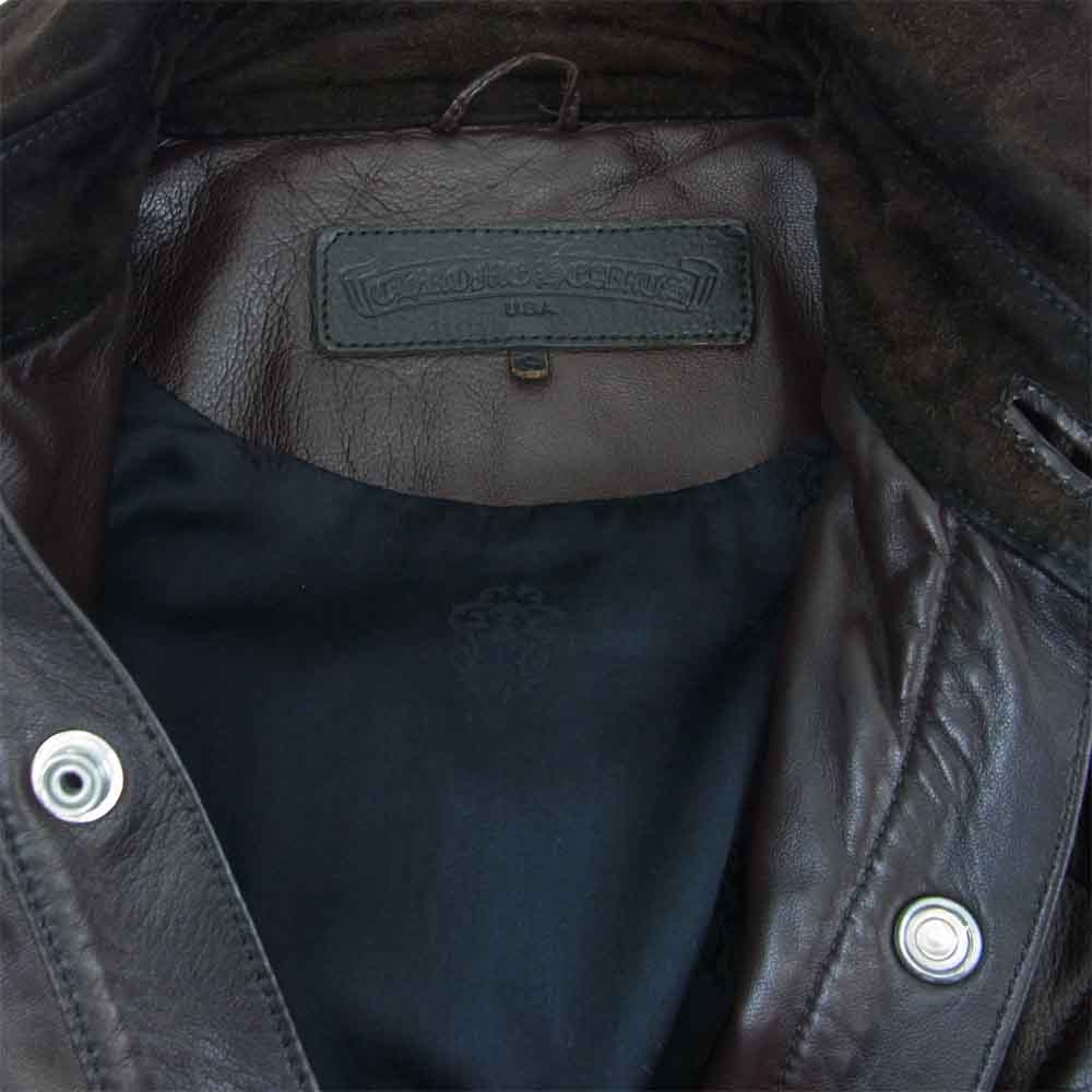 CHROME HEARTS クロムハーツ（原本無） 中綿 キルティング レザー ブルゾン ブラウン系 S【中古】