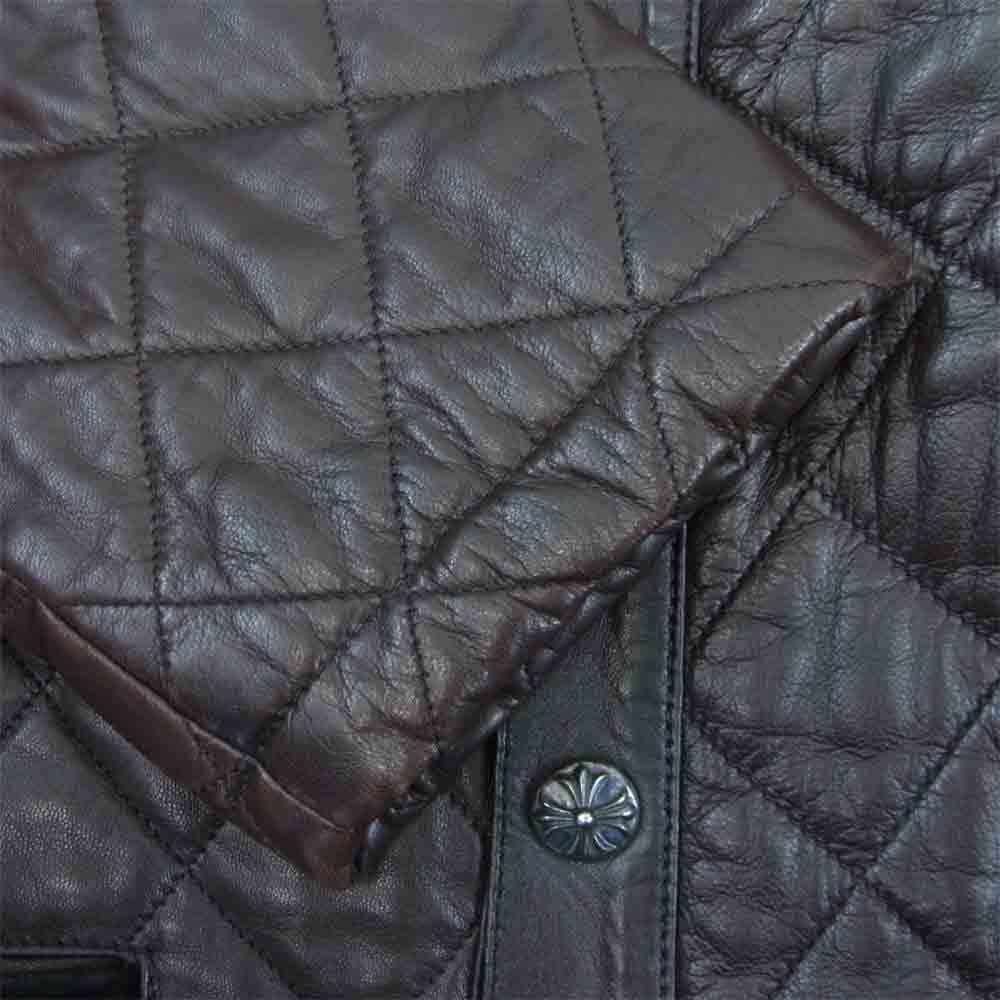 CHROME HEARTS クロムハーツ（原本無） 中綿 キルティング レザー ブルゾン ブラウン系 S【中古】