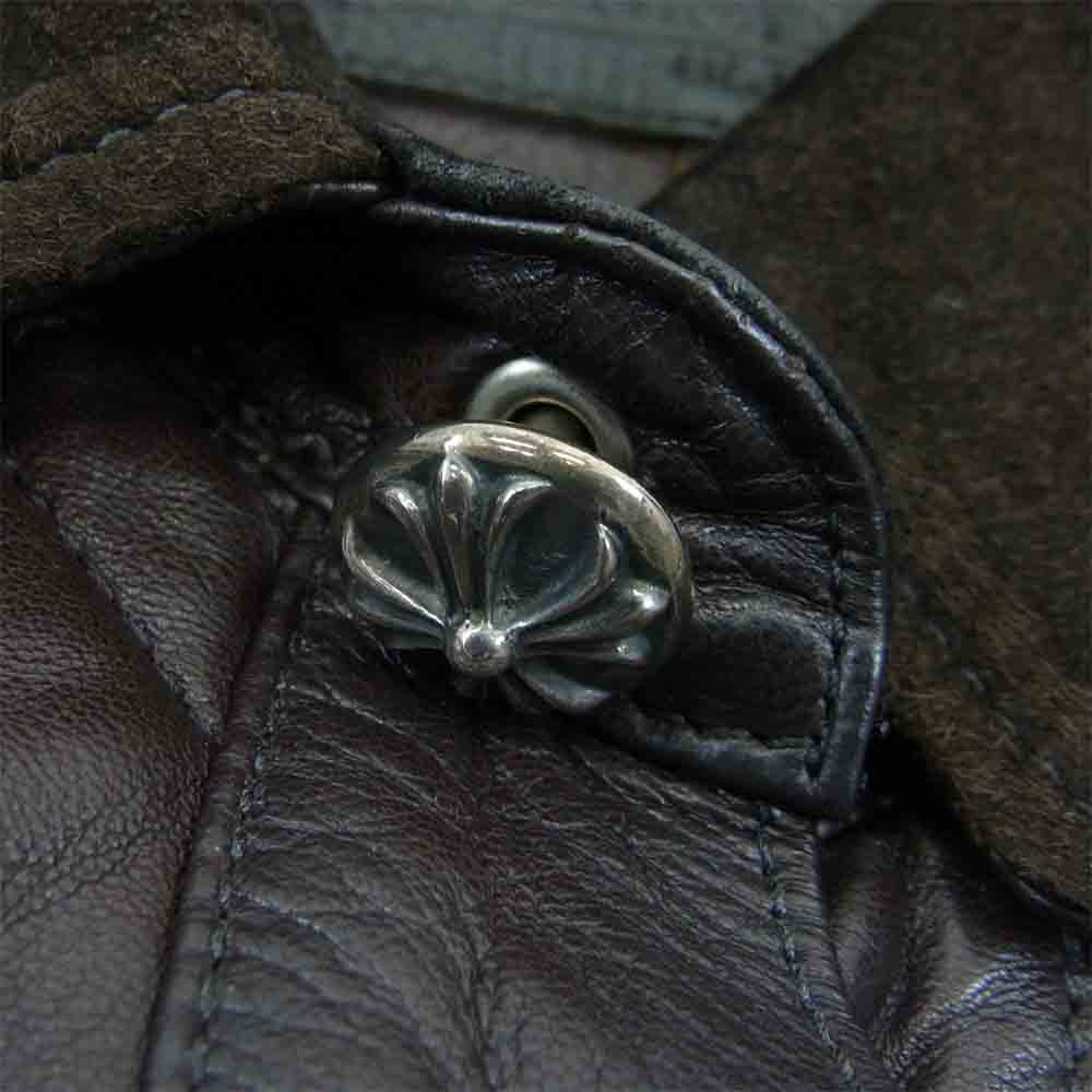 CHROME HEARTS クロムハーツ（原本無） 中綿 キルティング レザー ブルゾン ブラウン系 S【中古】