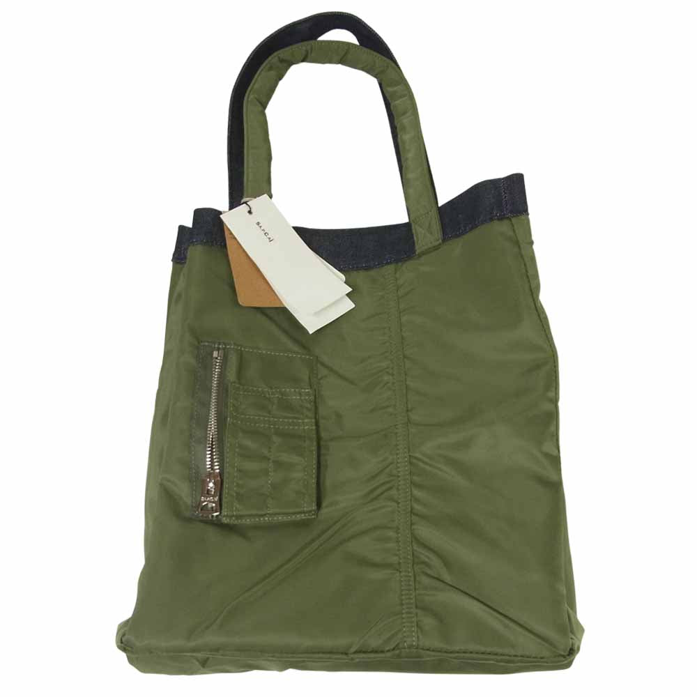 Sacai サカイ A.P.C. アーペーセー Holly デニム ナイロン リバーシブル トート バッグ インディゴブルー系 カーキ系【新古品】【未使用】【中古】