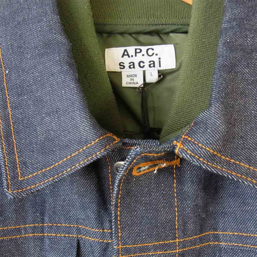 Sacai サカイ × A.P.C. アーペーセー Eimi MA-1 デニムジャケット インディゴブルー系 L【美品】【中古】