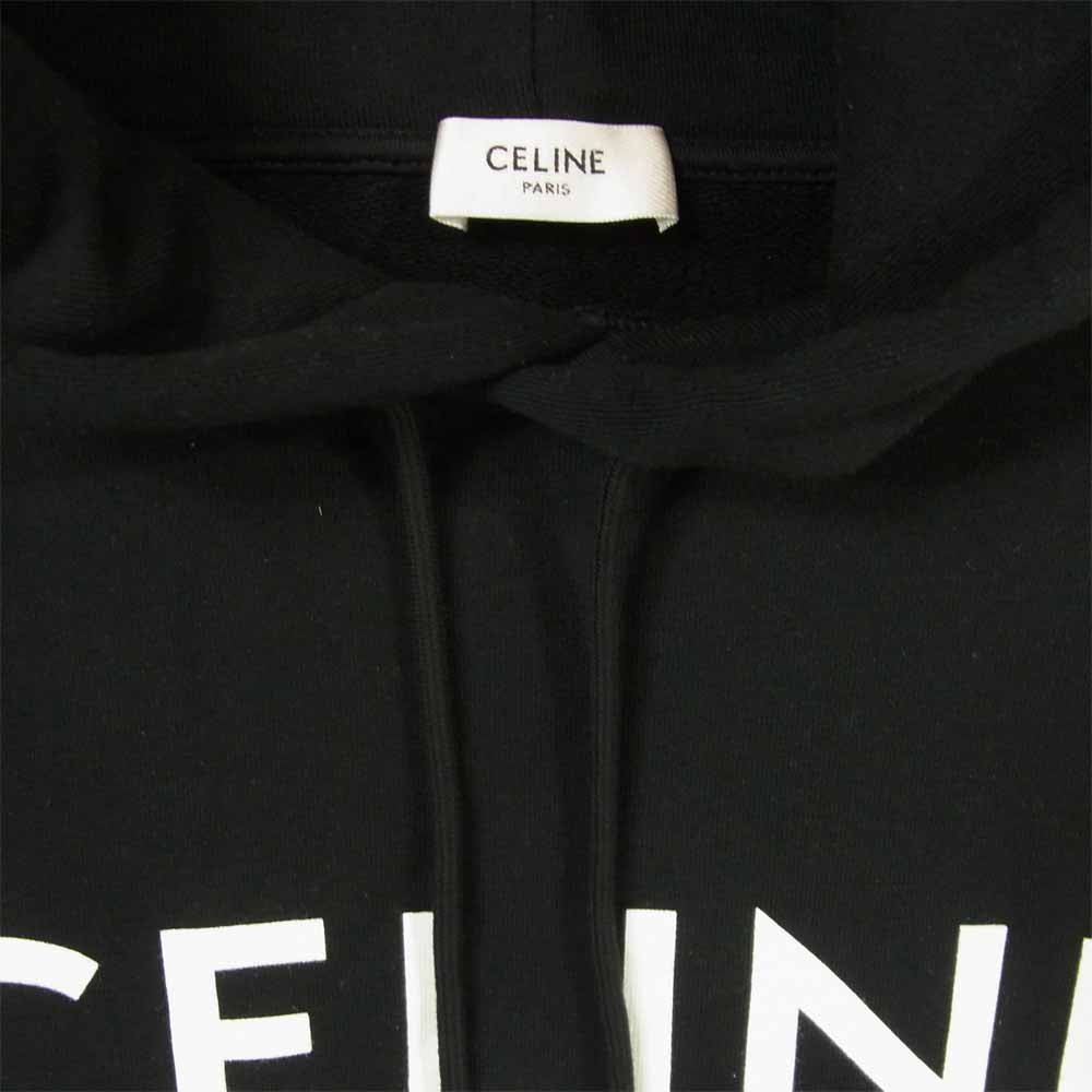 CELINE セリーヌ 21SS 2Y321052H ルーズ スウェット シャツ ロゴ プリント プルオーバー パーカー ブラック系 L【美品】【中古】