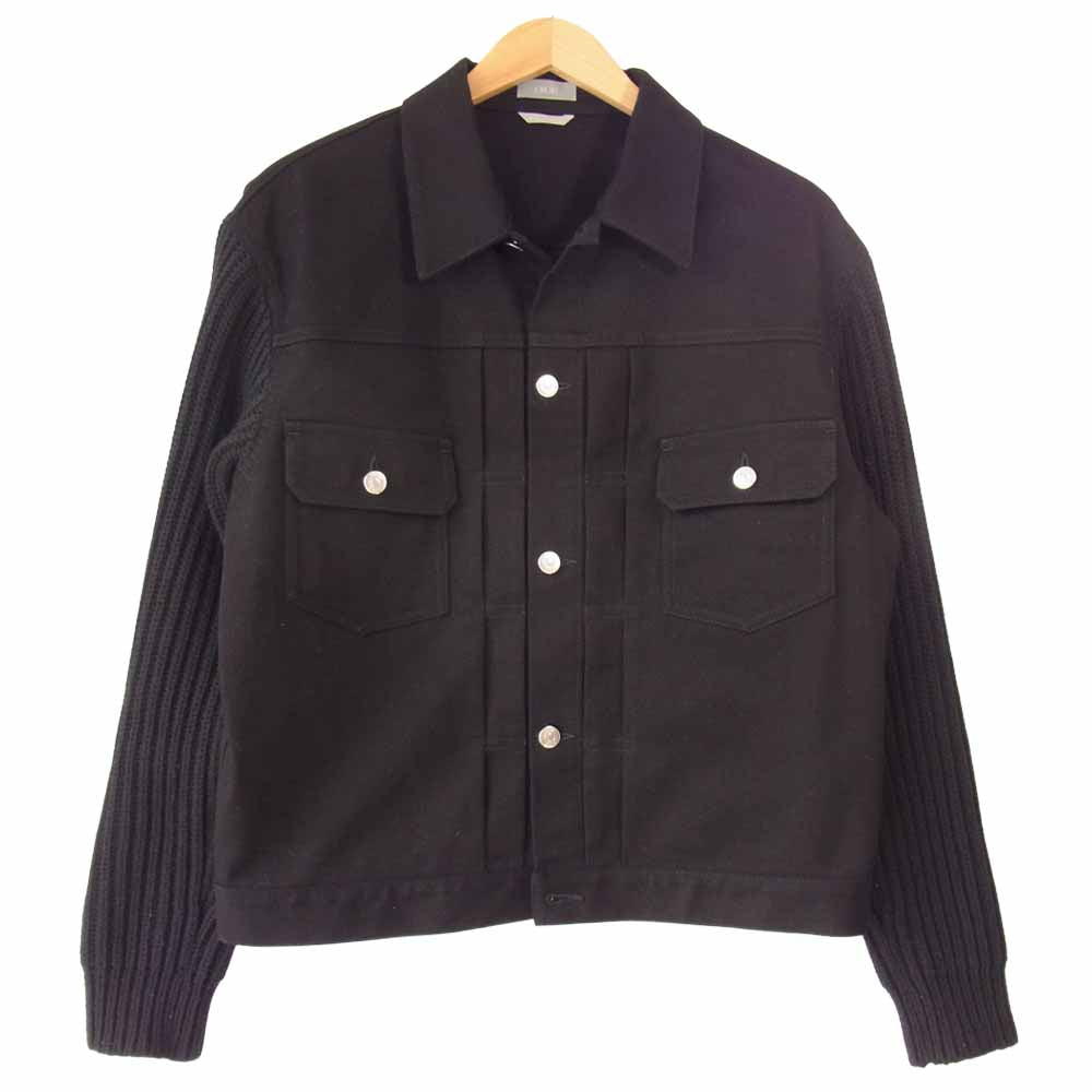 ディオール × ジュディブレイム JUDY BLAME 20AW 043D486A217 バックロゴ 刺繍 袖ニット 切替 デニム ジャケット ブラック系 50【美品】【中古】