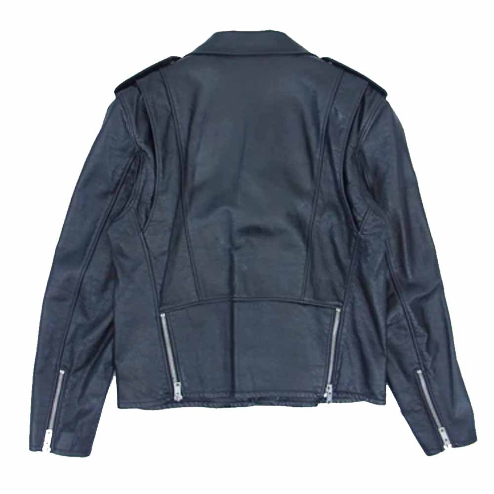 CELINE セリーヌ 20AW 2E158297D カーフスキン クラシック バイカー レザー ダブルライダース ジャケット ブラック系 52【美品】【中古】