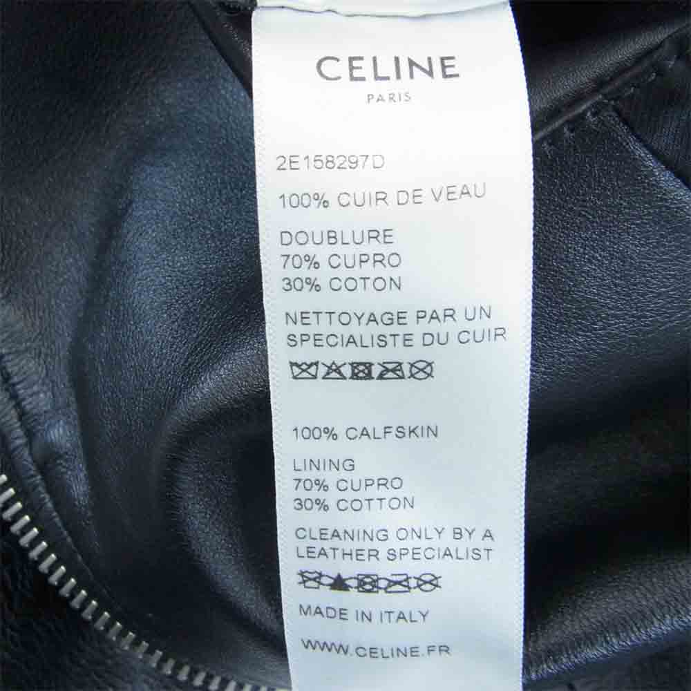CELINE セリーヌ 20AW 2E158297D カーフスキン クラシック バイカー レザー ダブルライダース ジャケット ブラック系 52【美品】【中古】