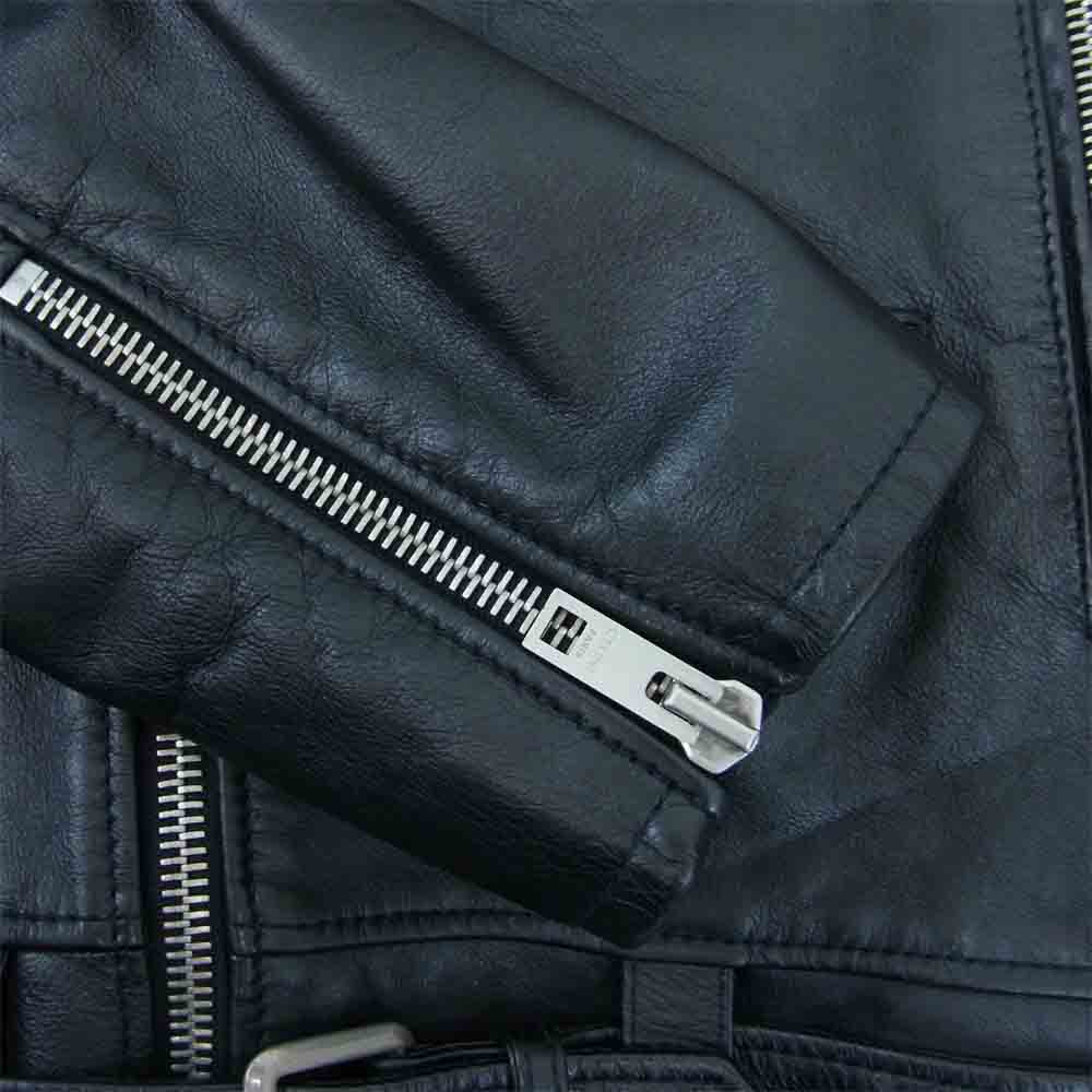 CELINE セリーヌ 20AW 2E158297D カーフスキン クラシック バイカー レザー ダブルライダース ジャケット ブラック系 52【美品】【中古】