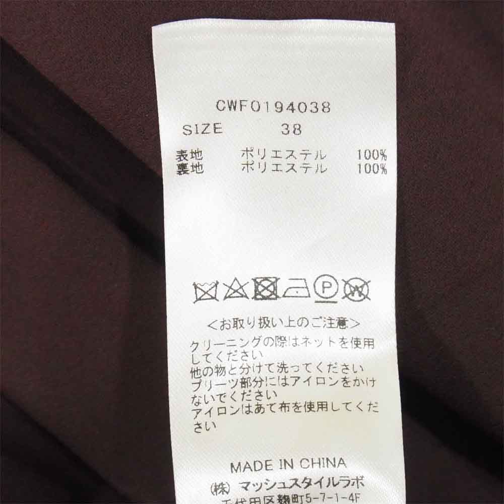 セルフォード CWF0194038 ボウタイ プリーツ ワンピース 袖スリット ワインレッド系 38【中古】
